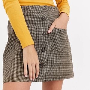 JDY Mandy Button-through A-line Checked Skirt